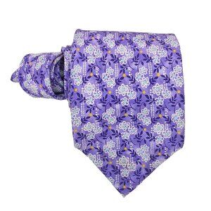 Robert Talbott Best Of Class Necktie Tie Mens Purple Hand Sewn USA Silk Floral